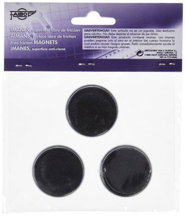 Tabell - papperbräda Faibo - 60-30-02 - 60-30-03 Paket med 3 runda magneter 30 mm Svart