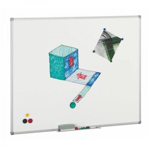 Faibo vit tavla i emaljerad stålkant i aluminium med magnet 122x200mm