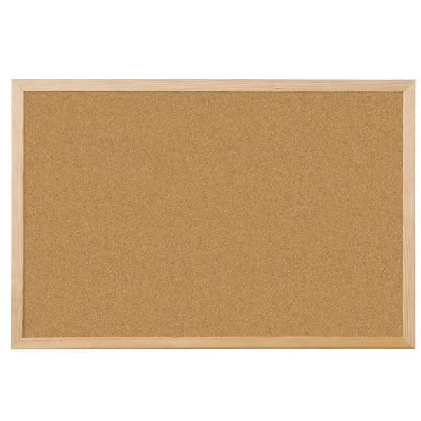Q-connect väggmonterad korkskiva ram i naturfuru 2 sidor ingår 5 memostift väggfäste tjocklek 1mm 120x90cm