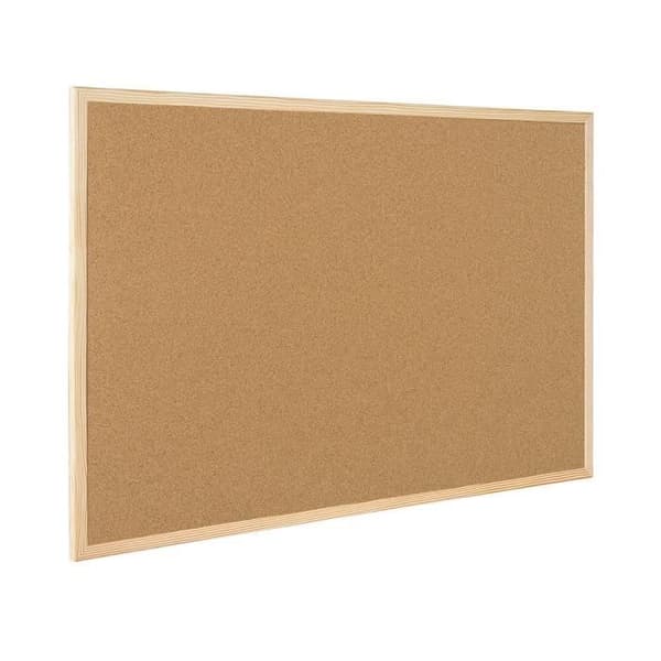 Q-connect väggmonterad korkskiva ram i naturfuru 2 sidor ingår 5 memostift väggfäste tjocklek 1mm 40x30cm