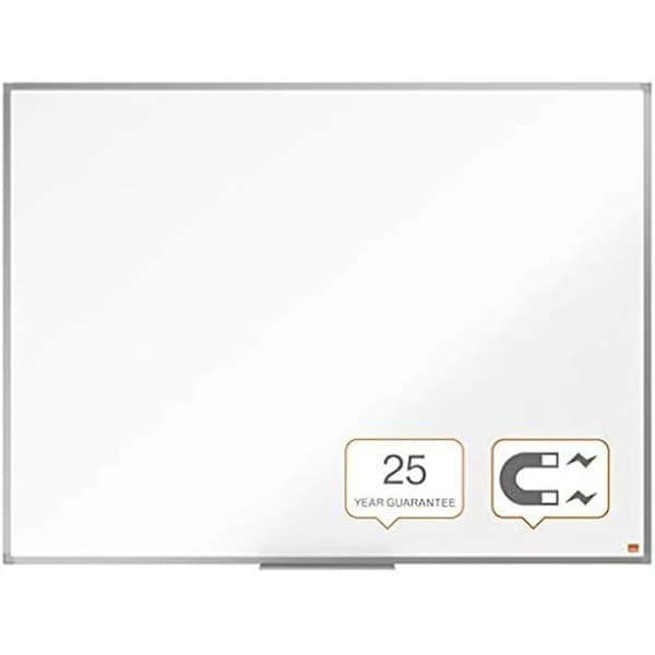 Nobo Magnetisk Emaljert Whiteboard, 1200 x 900mm, Aluminiumramme, Veggmontering ved hjørnene, Inkludert tusjholder, Essence