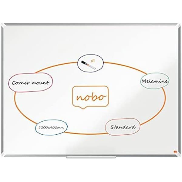 Vitt tavla - NOBO - 1200 x 900mm - Icke-magnetisk - Aluminiumram - Markerare ingår