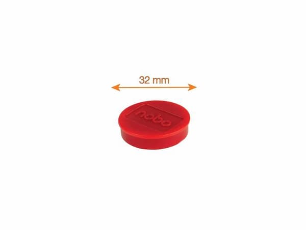 Board - blädderblock Nobo - 1915300 - Set med magneter för magnetisk whiteboard, 32 mm, paket med 10, röd,