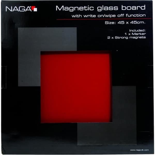 Magnettavla - NAGA - 45 x 45 cm - Härdat glas - Röd - Runda kanter