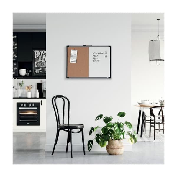 2-i-1 väggskiva - Nobo - Vit - Magnetisk torrradering - Korkskiva - 585 x 430 mm
