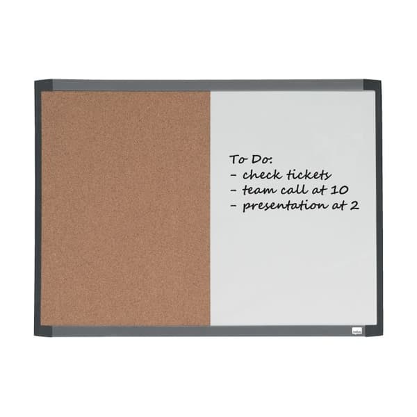 2-i-1 väggskiva - Nobo - Vit - Magnetisk torrradering - Korkskiva - 585 x 430 mm