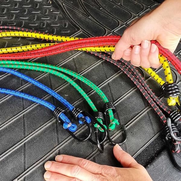 Elastiska spännare - Sortiment - Set med 10 - 5 storlekar - Metallkrokar - Motstånd 40 kg
