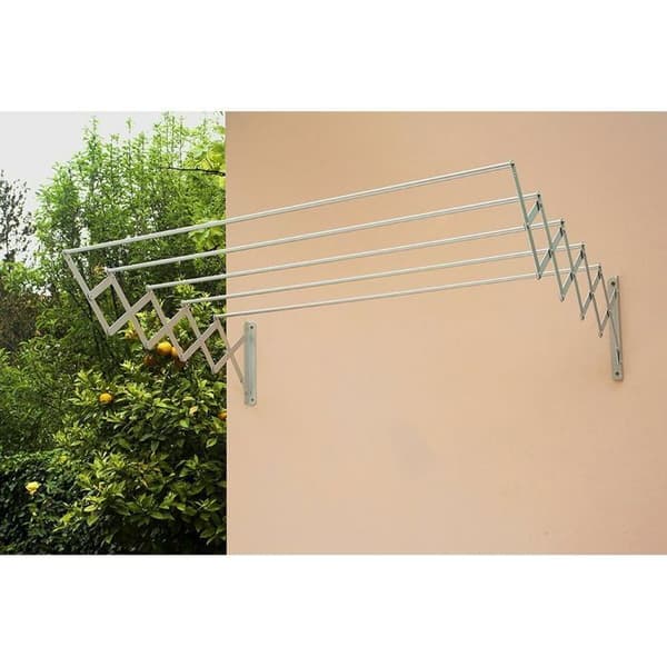 Fällbar tvättlina - BigBuy Home - Aluminium - Utrekbar - Rostbeständig - 5 linor