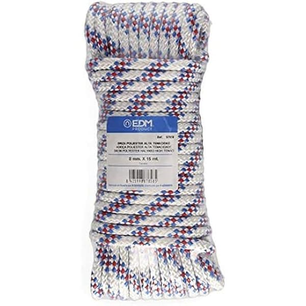 Polyesterfall - EDM - Tricolor - 15 m - Kaliber 8 mm - Flätad