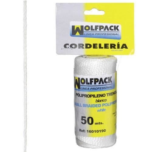 Vitt flätat rep av polypropen (50 meter spole