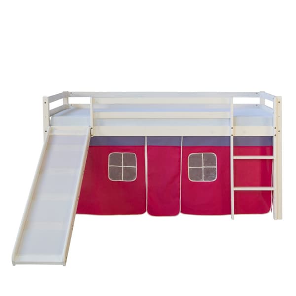 Loft-sänky, 90x200 cm, Valkoinen ja Pinkki