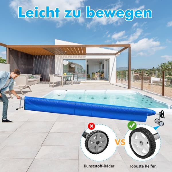 Pool Cover Roll System, 57x62 cm, Sort Sølv