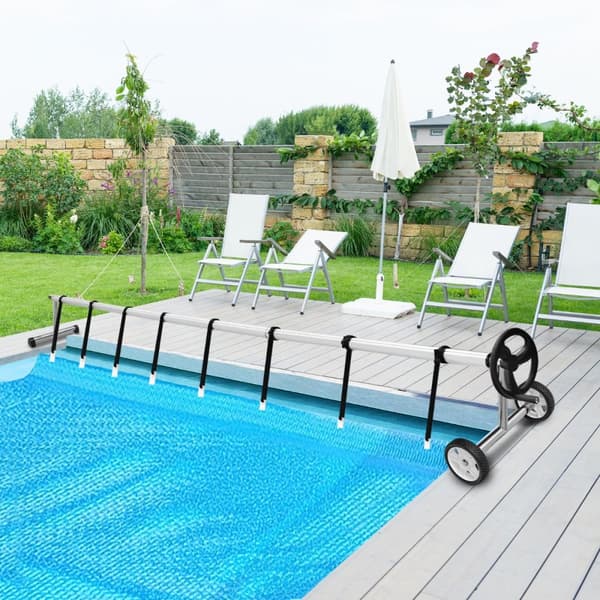 Pool Cover Roll System, 57x62 cm, Sort Sølv