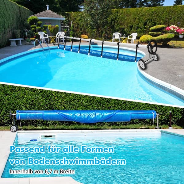 Pool Cover Roll System, 57x62 cm, Sort Sølv
