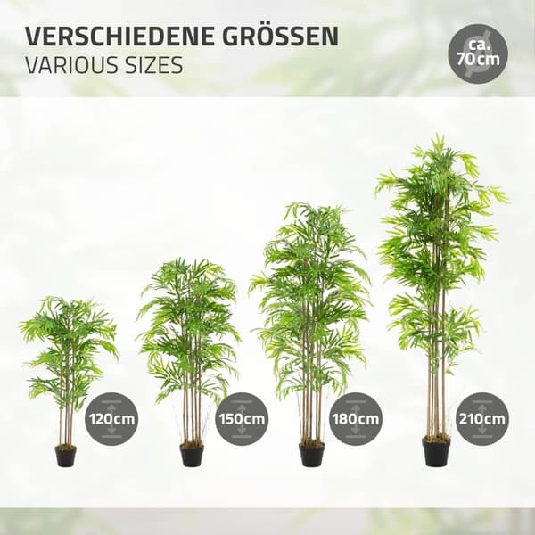 Kunstig bambus 210 cm kunstig plante med ægte træstamme ML-design
