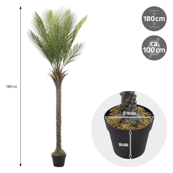 Konstgjord palm 180 cm Tropisk konstgjord palm i kruka ML-design