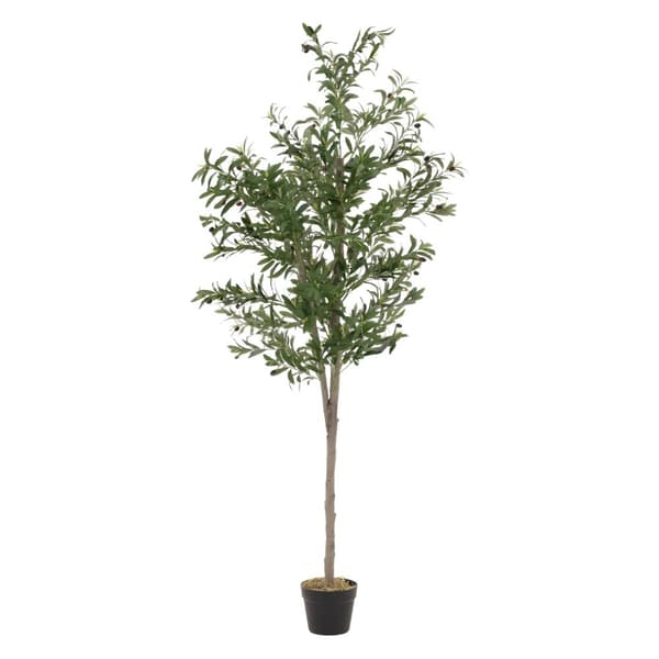 Konstgjort olivträd 180 cm konstgjord växt med stam av naturligt trä och frukter ML-design