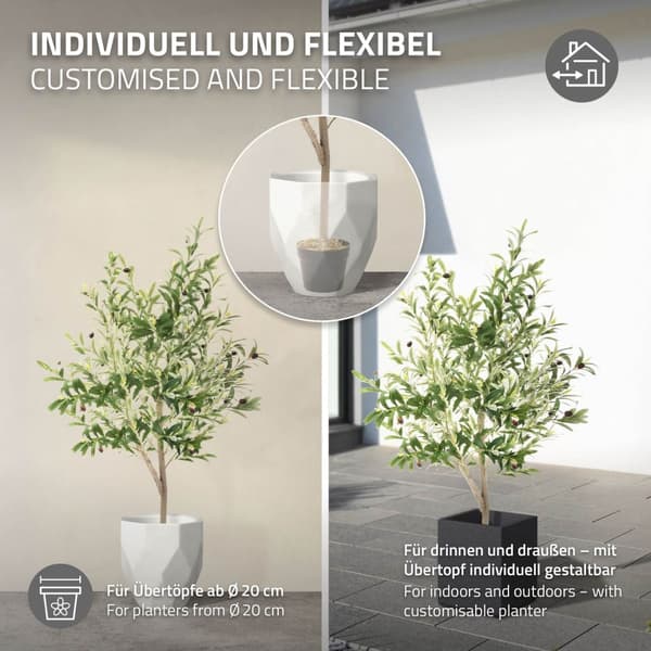 Kunstigt oliventræ 150 cm kunstig plante med naturlig træstamme og frugt ML-design