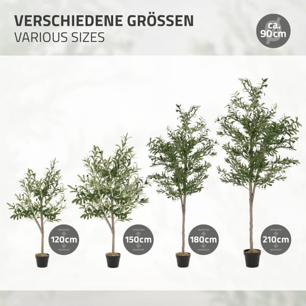 Kunstigt oliventræ 150 cm kunstig plante med naturlig træstamme og frugt ML-design