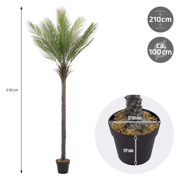 Konstgjord palm 210 cm Tropisk konstgjord palm i kruka ML-design