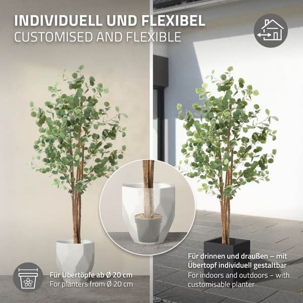 Konstgjort eukalyptusträd 180 cm konstgjord växt med stam av naturligt trä ML-design