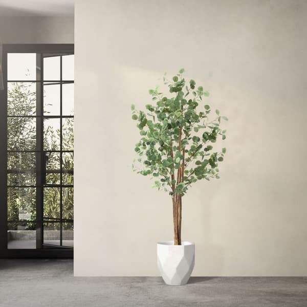 Konstgjort eukalyptusträd 180 cm konstgjord växt med stam av naturligt trä ML-design