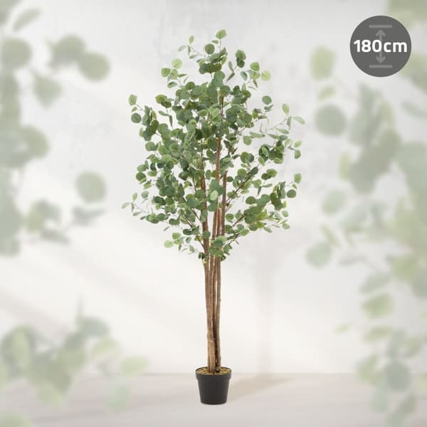 Konstgjort eukalyptusträd 180 cm konstgjord växt med stam av naturligt trä ML-design