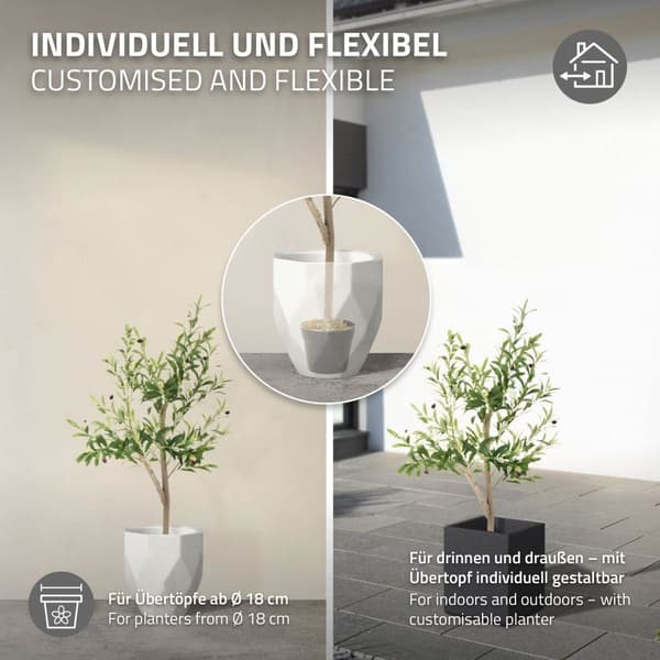 Konstgjort olivträd 120 cm konstgjord växt med stam av naturligt trä och frukter ML-design