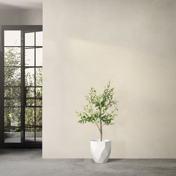 Konstgjort olivträd 120 cm konstgjord växt med stam av naturligt trä och frukter ML-design