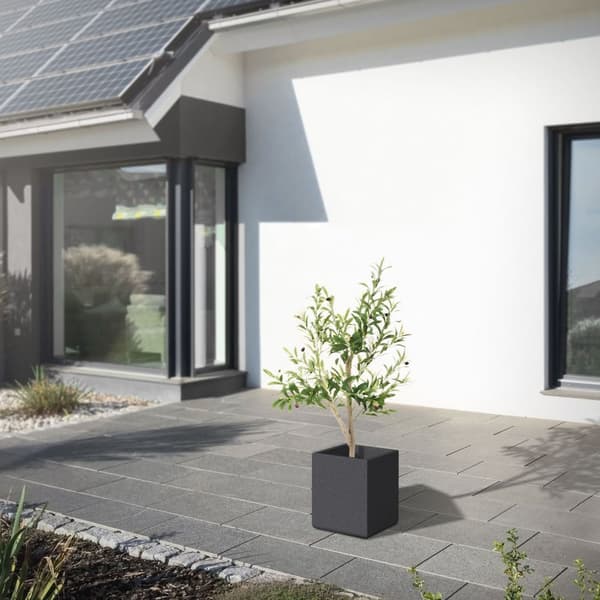 Konstgjort olivträd 120 cm konstgjord växt med stam av naturligt trä och frukter ML-design