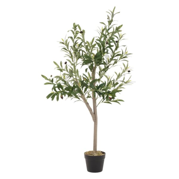 Konstgjort olivträd 120 cm konstgjord växt med stam av naturligt trä och frukter ML-design