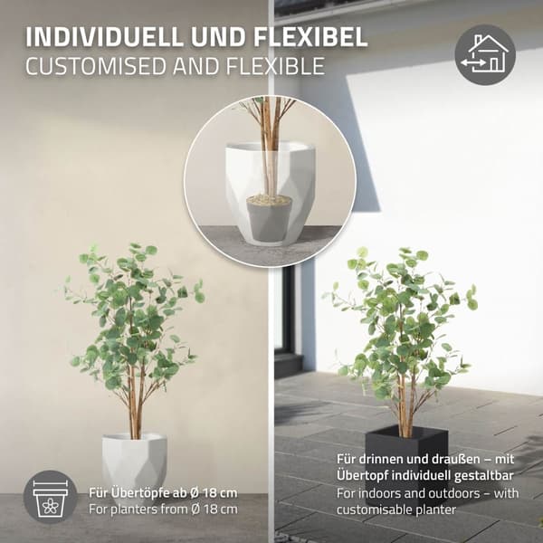 Konstgjort eukalyptusträd 120 cm konstgjord växt med stam av naturligt trä ML-design
