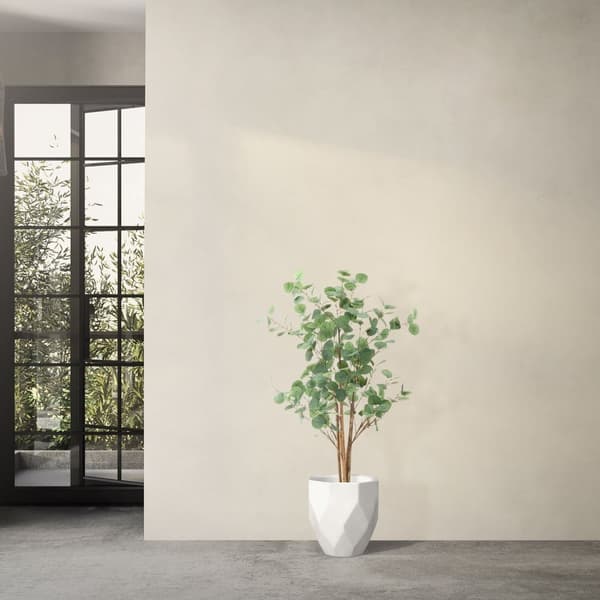 Konstgjort eukalyptusträd 120 cm konstgjord växt med stam av naturligt trä ML-design
