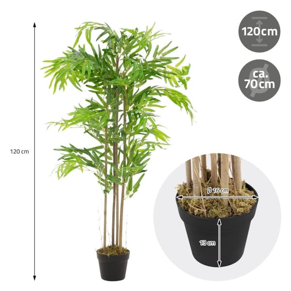 Kunstig bambus 120 cm kunstig plante med ægte træstamme ML-design
