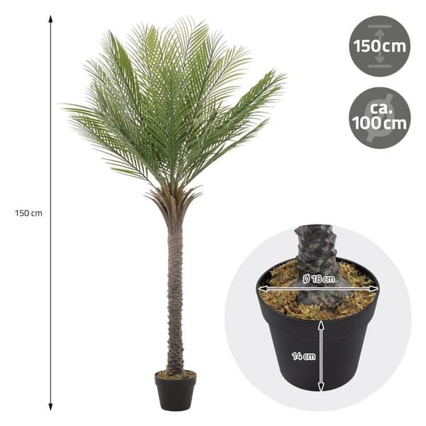 Konstgjord palm 150 cm Tropisk konstgjord palm i kruka ML-design