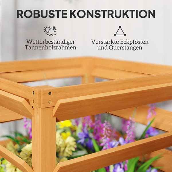 Korotettu Puutarhalaatikko, 65x65x73 cm, Hiilenmusta