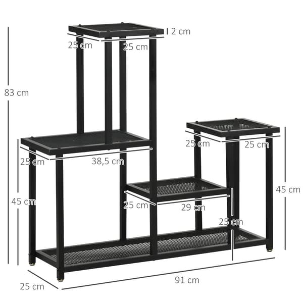 Kukka-alusta, 91x25x83 cm, Musta