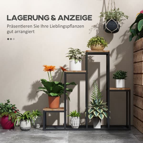 Plante Stand, 4 Lag, 80x20x74 cm, Lys Brun