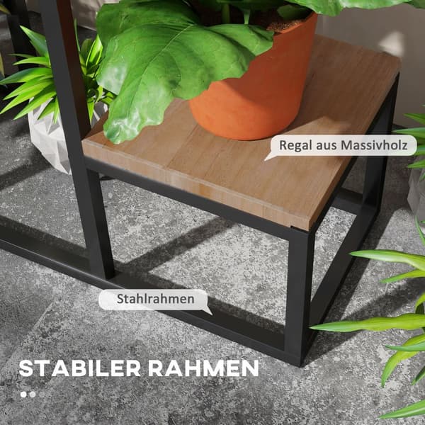Plante Stand, 4 Lag, 80x20x74 cm, Lys Brun
