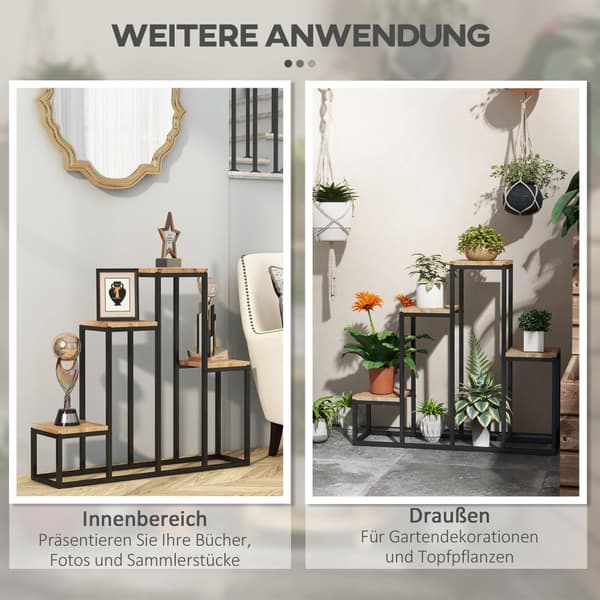 Plante Stand, 4 Lag, 80x20x74 cm, Lys Brun