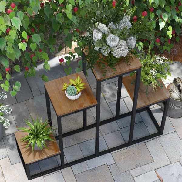Plante Stand, 4 Lag, 80x20x74 cm, Lys Brun