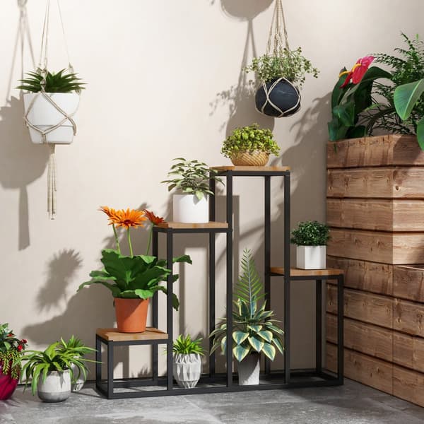 Plante Stand, 4 Lag, 80x20x74 cm, Lys Brun