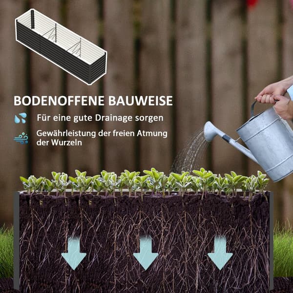 Hævet Blomsterbed, 240x60x60 cm, Mørkegrå