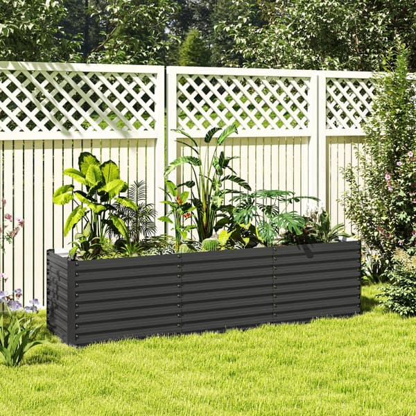 Hævet Blomsterbed, 240x60x60 cm, Mørkegrå