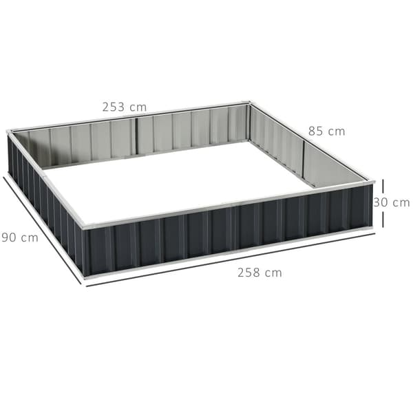 Hævet havebed, 258x90x30 cm, Mørkegrå