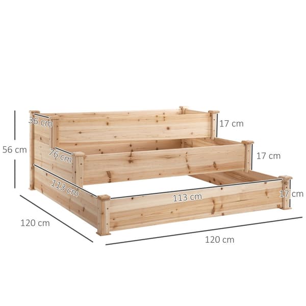 Hævet Havebed, 124x124x56 cm, Natur