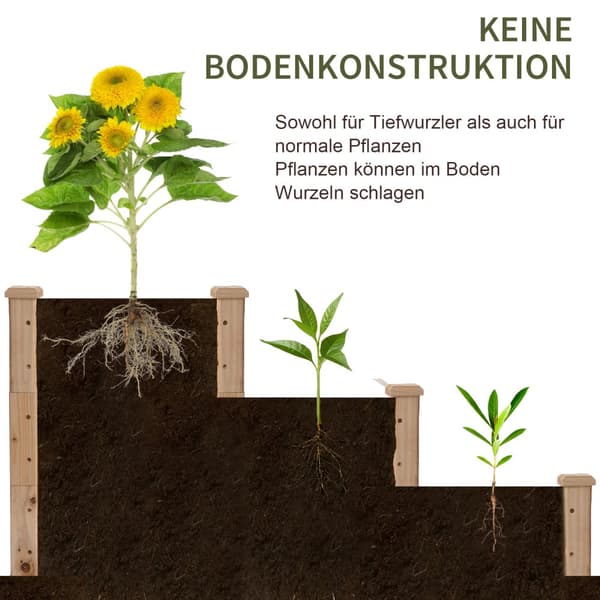 Hævet Havebed, 124x124x56 cm, Natur