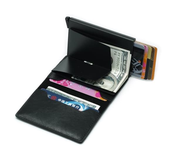 Puna- RFID Protection Wallet Kortin haltija 5kpl kortit (Aito nahka) -laatia Button