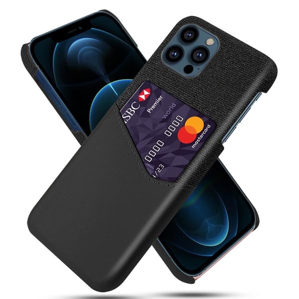 KSQ iPhone 13 Pro skal med en korthållare - Svart