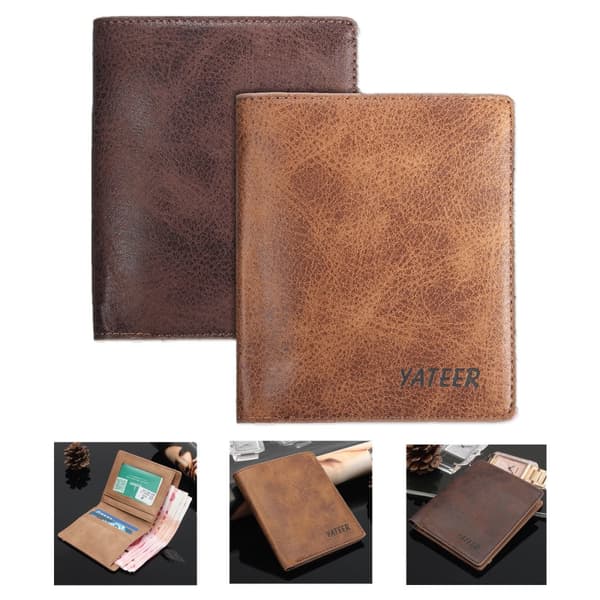 Ohut miesten nahkainen Bifold Vintage lompakko Kolikko Luottokortti Käteisraha Kukkaro Lahjat